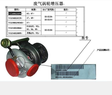 Máy nén bộ phận ETS thép cho Sinotruk HOWO Turbo Wd615.47 Động cơ Vg1560118229